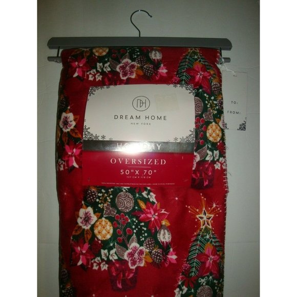 NWT Dream Home 50x70" Super Soft Throw Blanket Christmas Tree Sherpa Lined - Picture 2 of 4